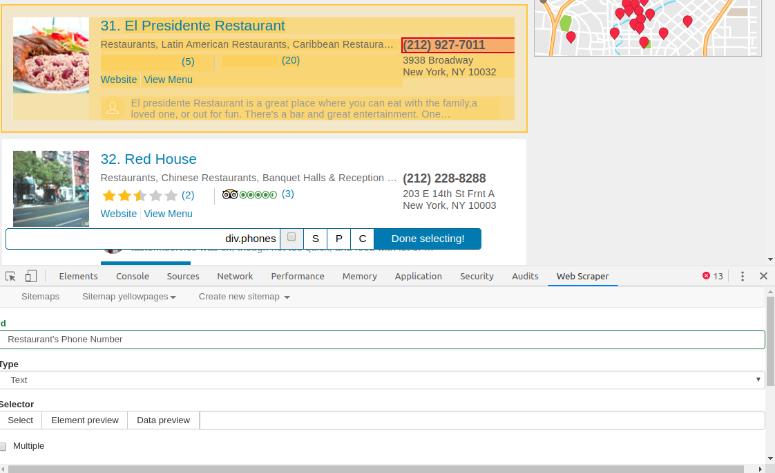 Web Scraper Text Selector